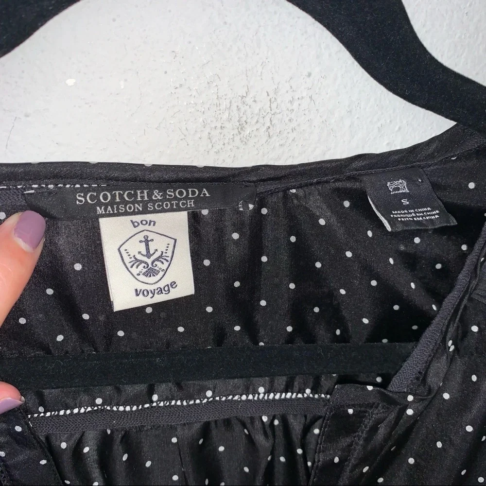 Scotch & Soda Maison Scotch Polka Dot Print Layered Ruffle Sleeves Blouse Top - Picture 7 of 9